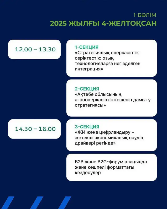 Форум в Актобе создаст платформу для новых инвестиций и развития ключевых отраслей экономики Уральске