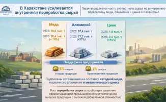 Увеличение внутренней переработки алюминия меди и цинка в Казахстане