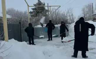 В Денисовском районе волонтёры помогают пенсионерам очищая дворы от снега