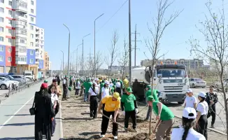 Посадка деревьев в Семее акимом области и жителями